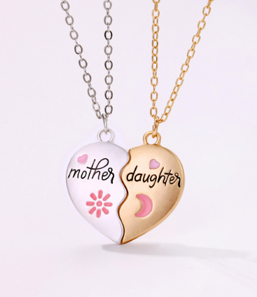 Mother-Daughter Matching Heart Magnetic Pendant Set