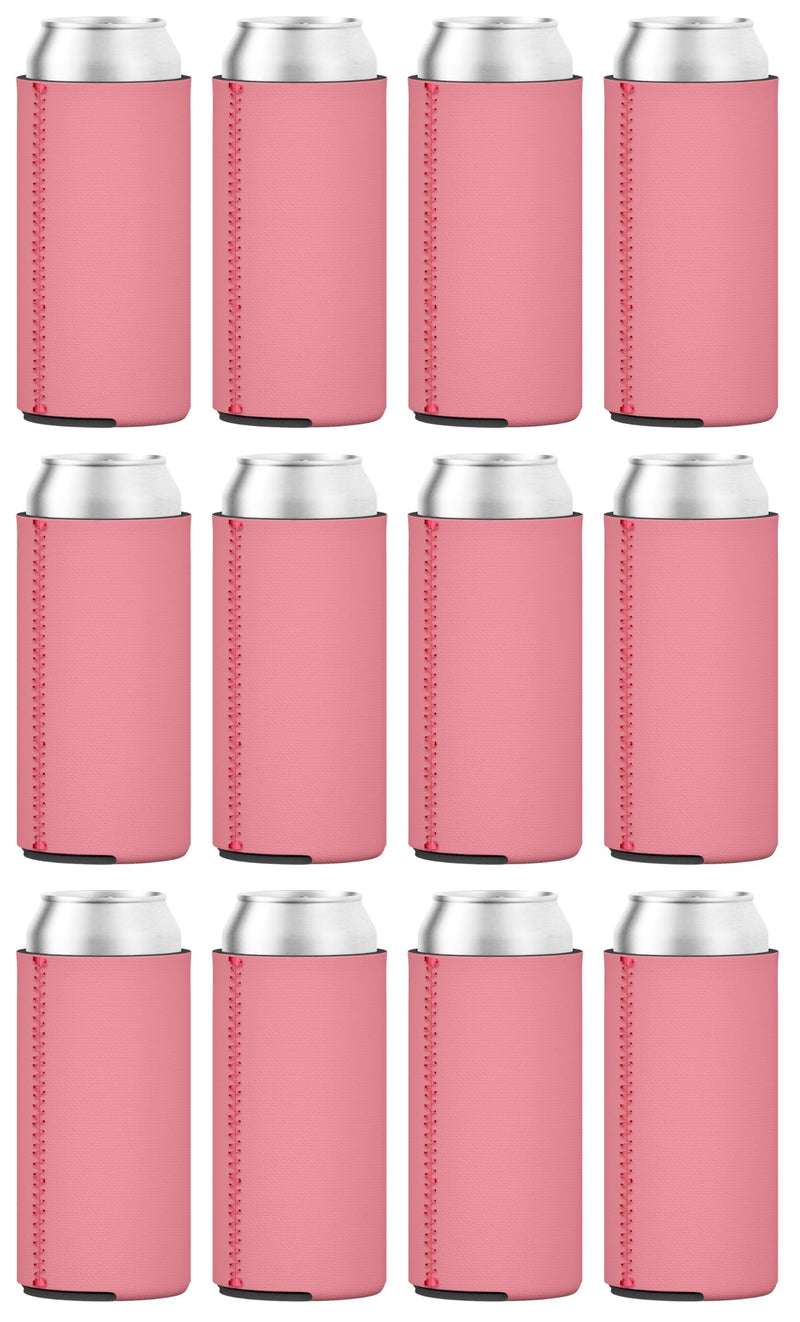 TahoeBay Slim Can Coolers (12-Pack) Blank Neoprene Beer Sleeves (Strawberry)
