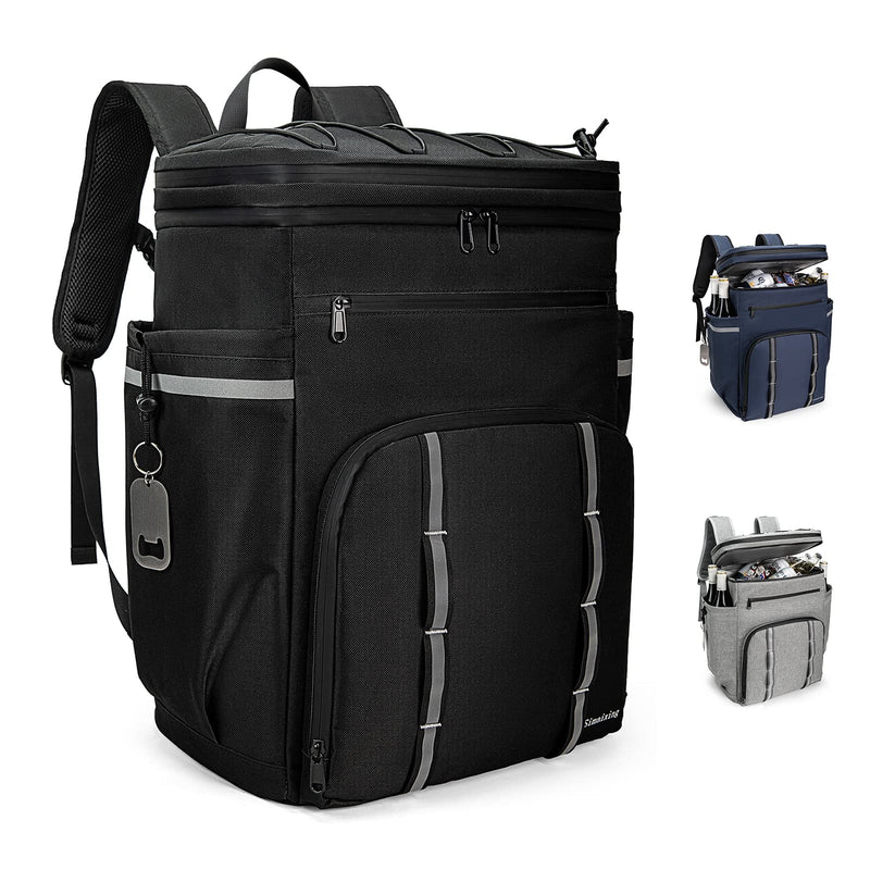 Simaixing Backpack Coolers Insulated Leakproof 41L Large Capacity Black PEVA Material