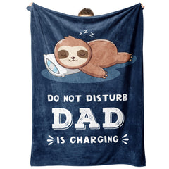 Funny Gifts for Dad Dad Birthday Gifts Dad is Charging Sloth Blanket Gifts for Dad from Daughter Son Dad Gifts for Fathers Day Christmas Super Soft Throws Blanket for Dad 60" x 80"