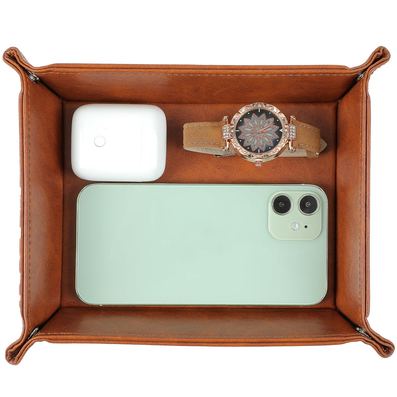 Gifts for Dad from Daughter Son Kids Gifts for Dad Who Wants Nothing Birthday Gifts for Dad Stepdad Husband PU Leather Valet Tray
