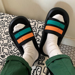 Thick-Soled Striped Beach Shoes for Women