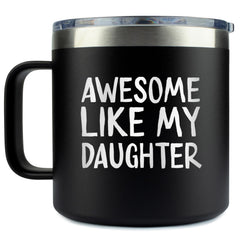KLUBI Birthday Gifts for Dad From Daughter - Awesome Like My Daughter Tumbler 14oz Birthday Gifts for Dad From Daughter Girl Dad Mug Birthday Presents for Dad Xmas Gifts Father Christmas Gifts