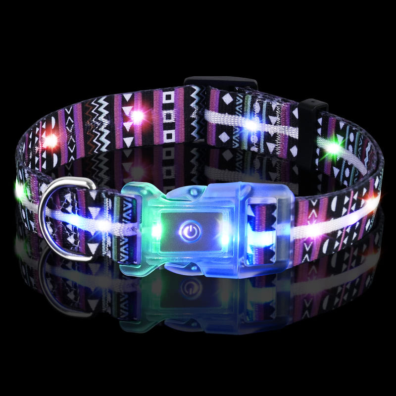 Ktinnead Light Up Dog Collars IP68 Waterproof USB Rechargeable Flash Necklace LED Dog Collar Super Dog Collar Light at Night to Keep Your Pet Safety for Small Medium Large Male Female Dogs