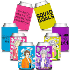 HOMEZZO Golden Girls Themed Party Can Coolers 8 Pcs Funny Golden Girls Can Sleeves for Girls Party