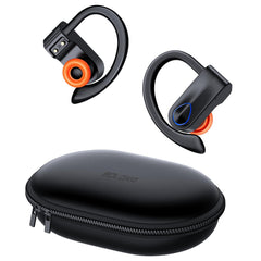 BOLOXA Bluetooth Headphones Wireless Earbuds 108hrs Playtime Open Ear Headphones Premium Sound & Microphone Over Ear Sport Ear Buds Waterproof Earphones with Zipper Power Display Charging Case