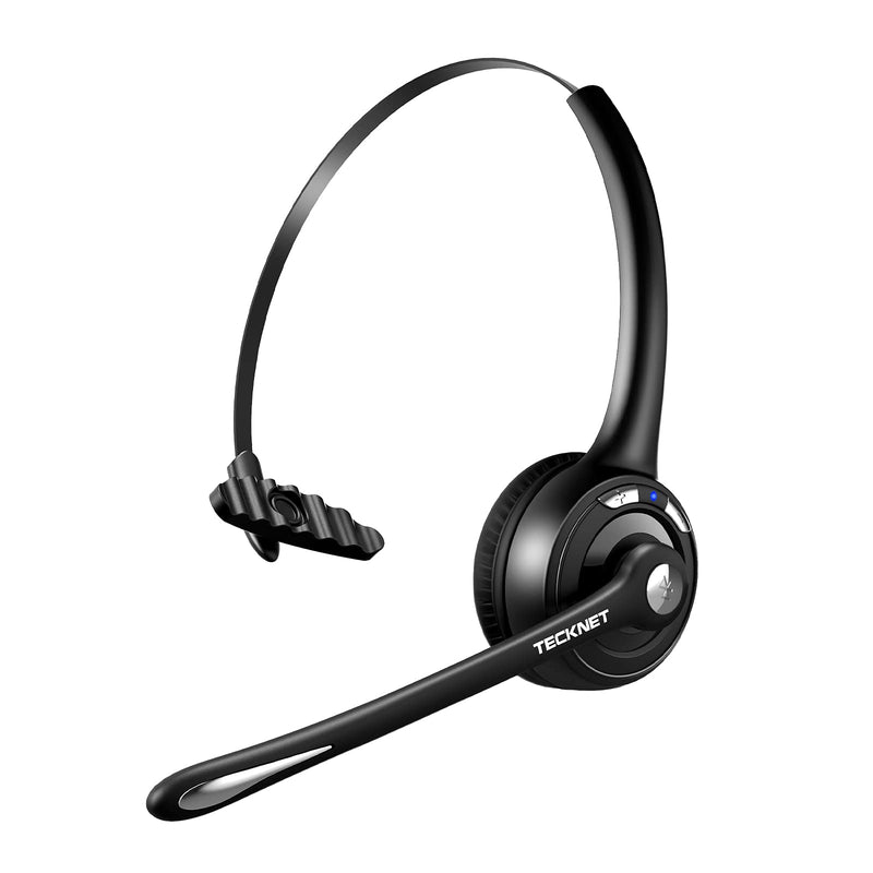 TECKNET Bluetooth Headset Wireless On Ear Headphones with Noise Cancelling Microphone for Trucker Hand Free Wireless Headset with Mute Mic for Phone