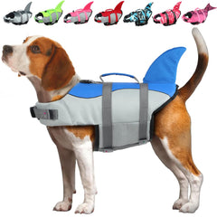 EMUST Dog Life Jacket Shark Dog Life Vests for Small Dogs with Rescue Handle Dog Flotation Vest Safety Lifesaver for Swimming Pool, Beach and Boating (Solid Blue)