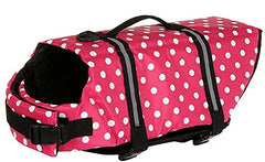 Izefia Dog Life Jacket Swimming Safety Coat Floatation Life Vest Life Saver with Handle for Small Dog Puppy Large Dog (Pink Dot XS)