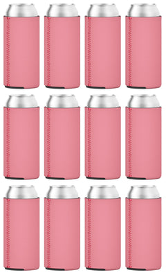 TahoeBay Slim Can Coolers (12-Pack) Blank Neoprene Beer Sleeves (Strawberry)