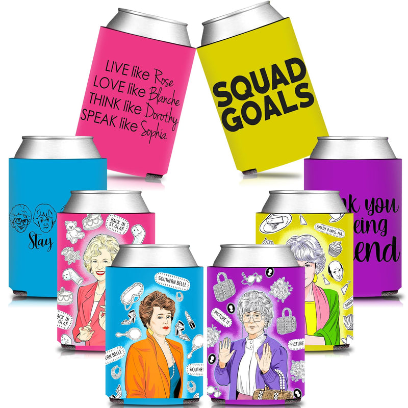 HOMEZZO Golden Girls Themed Party Can Coolers 8 Pcs Funny Golden Girls Can Sleeves for Girls Party